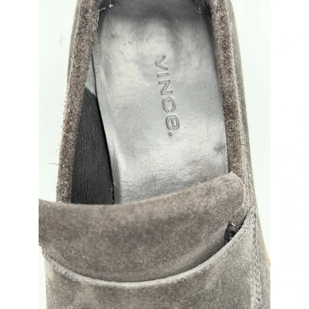 Vince Womens Suede Platform Wedge Loafers Charcoal Grey Slip On Shoes - Picture 9 of 10